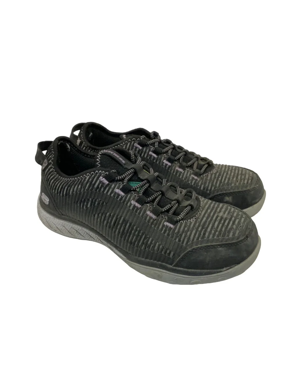 SKECHERS Women's Static Dissipative Lace Up Work Shoes 99B96553 Black/Purple 8M